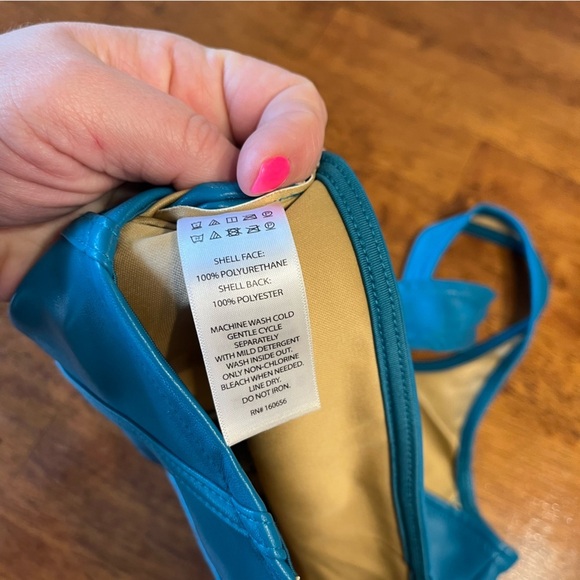 Sincerely Jules faux leather cropped corset top blue size medium bustier - Picture 6 of 9